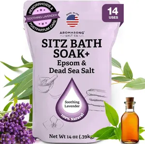 AROMASONG Sitz Bath Soak 500g - Epsom & Dead Sea Salt with Lavender Essential Oil for Postpartum Recovery & Healing - Natural Cleanser