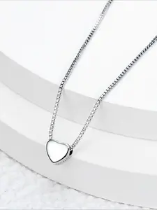 Stainless Steel Smooth Heart-shaped Necklace, Minimalist Fashion Accessory