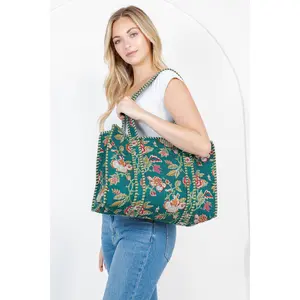 Quilted Tote Bag Teal