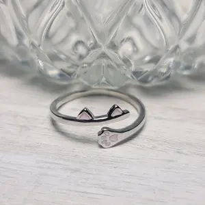 925 Stamped. Adjustable Cat Ring