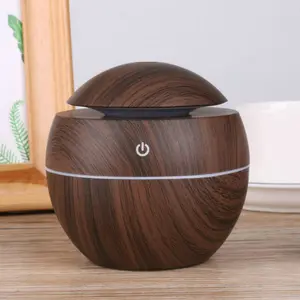 Mini Portable Wood Grain Ball Humidifier, Desktop Air Humidifier Purifier Aroma Diffuser for Home Office Bedroom