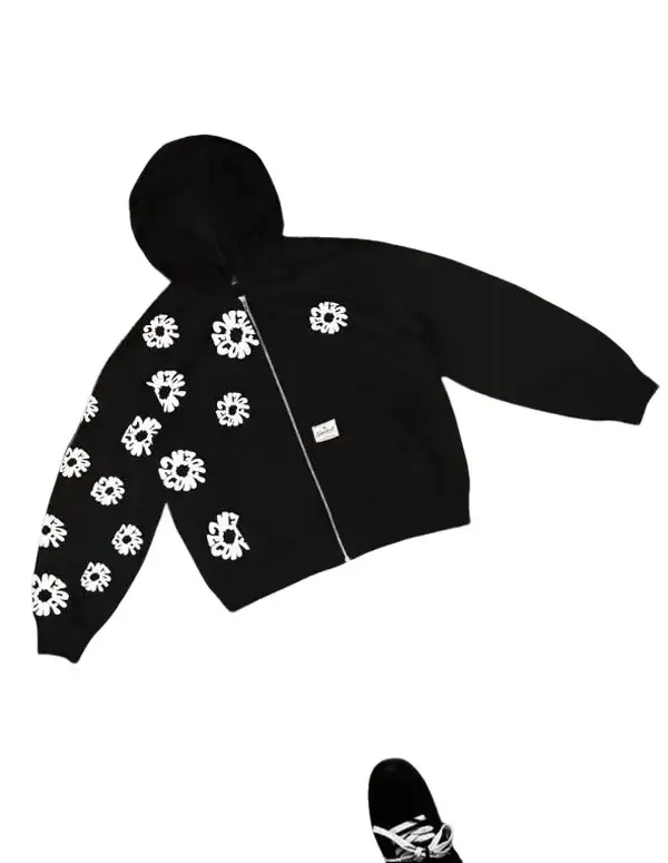 Women's Floral Print V-Neck Hoodie Sweatshirt - Casual Long Sleeve Polyester Pullover, Chic Top for Everyday Wear, Jeans, Leggings, Elegance