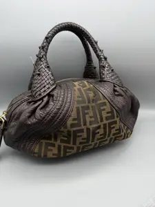 Pre-owned FENDI Canvas & Leather Tote Bags Zucca Mini Spy Bag