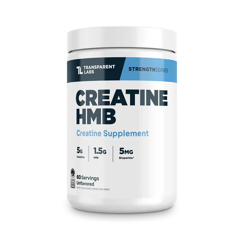 Pure Creatine+HMB Gym & Workout Powder Supplement by Transparent Labs - 5g Creatine Monohydrate, 1.5g HMB, Health Fitness Support for Muscle Growth, Protein Synthesis