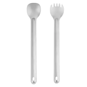 Pure Titanium Outdoor Long Handle Fork Spoon Set, Cutlery Utensil Sets, Durable Stainless Steel Cutlery for Camping & Hiking, Eco-Friendly Tableware, Handy Set Utensils
