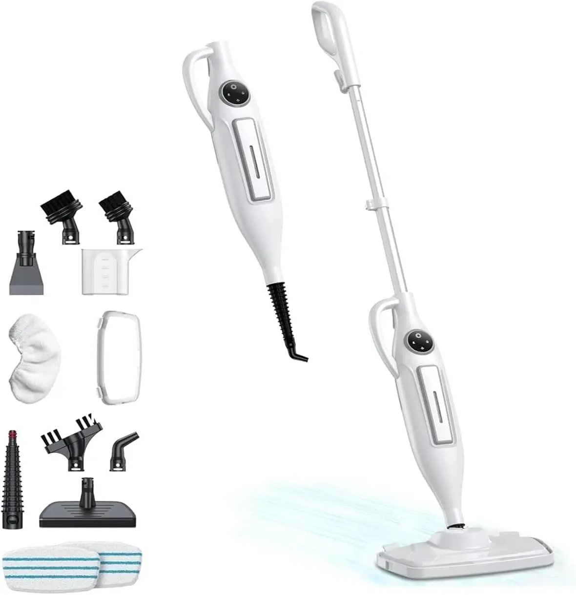 DUEDE 10-in-1 Steam Mop with Handheld Steam cleaner, Removable Water Tank, 266℉ Deep Cleaning, 2 Steam Modes & Multi-Purpose Steamer For Hardwood Floor, Laminate, Marble,Chemical-Free for Pet & Home