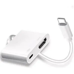 to HDMI For TV, 4K@60Hz Type C to HDMI Adapter With Charging Port, iPhone to Hdmi to USB C Adapter Compatible For iPhone 16,15 Series/iPad Pro/Galaxy/MacBook Pro For HDTV Projector