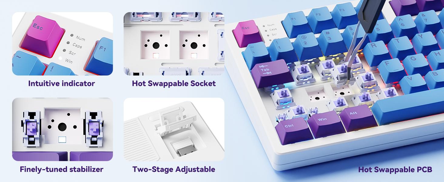 BOYI K104Pro Mechanical Keyboard with 2.2" Screen&Media Knob,QMK/VIA Custom BT5.0/2.4GHz/Type-C Gasket Mounted Hot Swap RGB Full Size Creamy Wireless Keyboard NKRO Gaming Keyboard