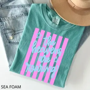 Comfort Colors The Heavens Are Roaring T Shirt, Faith Tee, Dainty Stripes & Girly Religious Apparel, Love Like Jesus Shirt, Unisex Casual Graphic Tee