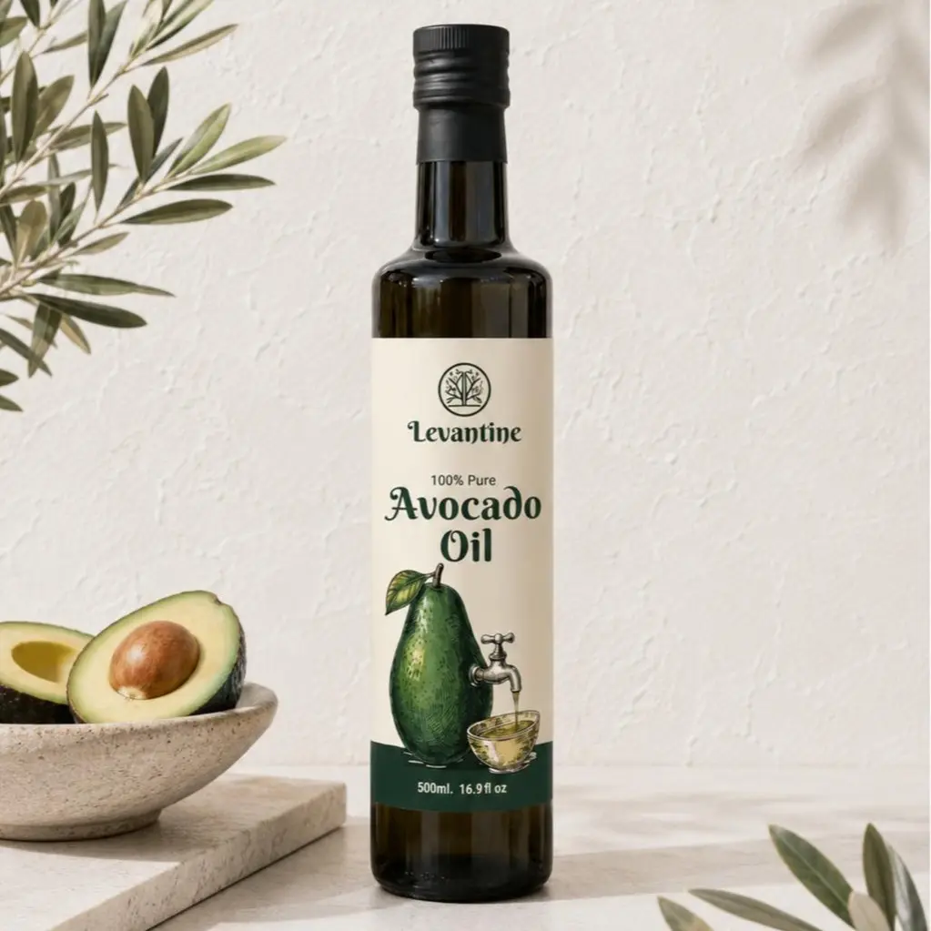 Levantine Avocado Oil - Premium Cooking Oil 16.9 Fl. Oz. | Healthy Cooking Oil for Frying, Sautéing, Baking, Salad Dressing, Marinades, High Heat Cooking, Mediterranean Recipes, Kitchen Essential