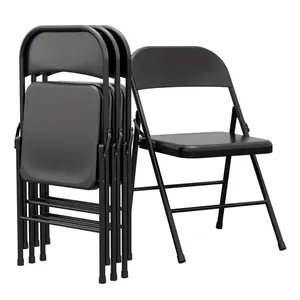 Dining Chairs Set of 4, Foldable Dining Chairs with Metal Frame Hold Up to 350 Pounds, Portable Black Kitchen Chair Suitable for Dining Room, Living Room, Office, Indoor and Outdoor Events