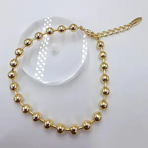 Ball Bracelet 4mm Gold-Plated Classic Bead Design Lightweight Comfortable Everyday Wear or Stacking Ideal Gift b13