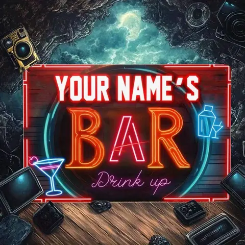 1pc Personalized 8x12 Inch Adult Gentleman's Work Rustproof Coating Aluminum Non-Light-Up "YOUR NAME'S BAR" Wall/Wardrobe Plaque, Retro Casual Home Decor Sign, Ideal Anniversary Gift