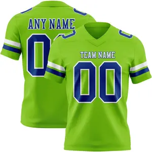 Neon Green Royal-White Custom Authentic Football Jersey - Stand Out on the Field!