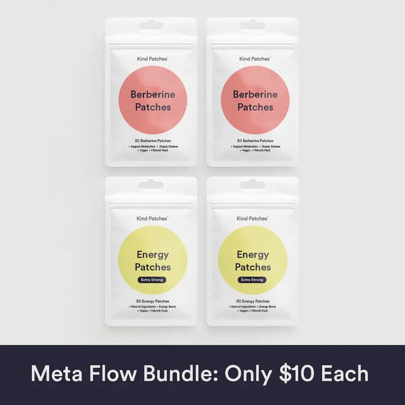 Kind Patches Meta Flow Bundle: Natural Ingredient, Energy Support, Healthy Metabolism, Caffeine, Berberine, Vegan