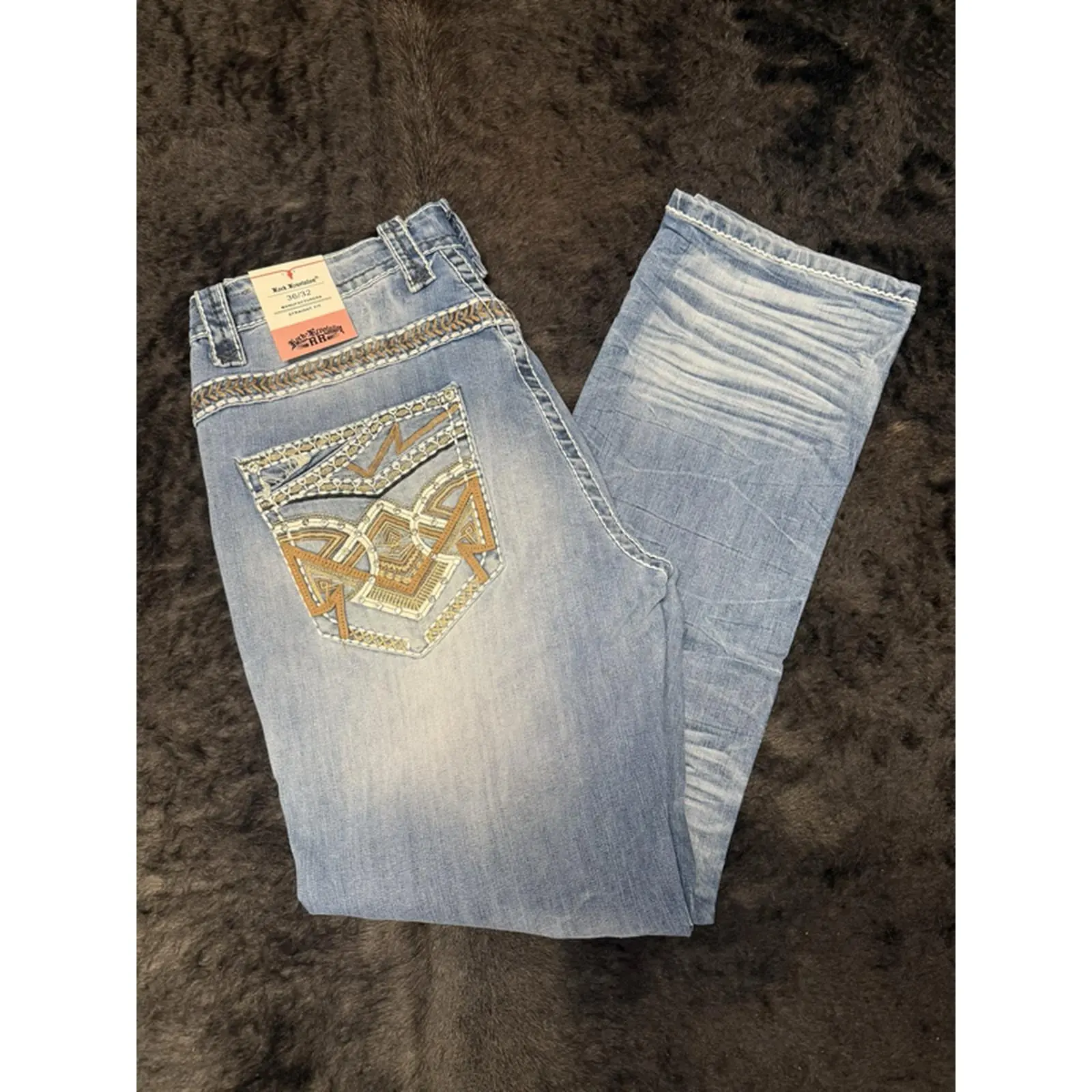 Rock Revolution Brown Embroidery with Stone Jeans for Women