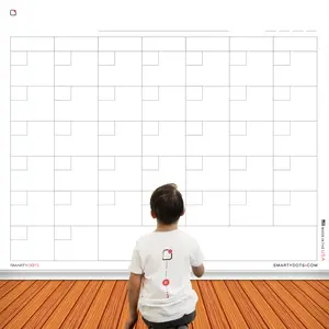 Smarty Dots | CALENDAR Dry Erase Without A Trace FlexiBoard Glueless Optically Transparent Truly Repositionable Flexible Thick Premium Quality Any Surface Made in The USA (58x48)