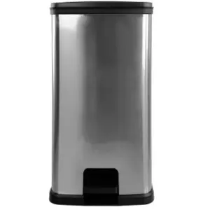 13.2 Gal Stainless Steel Look Rectangular Step Pedal Kitchen Trash Can with Lid - Durable Plastic, Touchless Operation, 13.54in L x 14.44in W x 26.24in H, Trash Cans for Kitchen