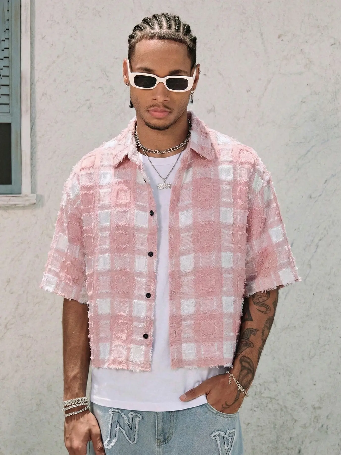 Men's Fashion Short Sleeve Polo Shirt Top Plaid Checked, Casual Sport Streetwear, Fitted H-Type, All Seasons, Comfortable Fabric, Menswear