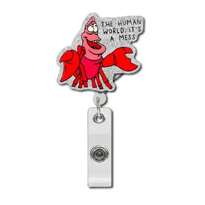 Cartoon Crab Design Badge Holder, 1 Count Funny Retractable Badge Reel, Identification Badges & Supplies for Nurse & Office Workers, Badge Reels Retractable