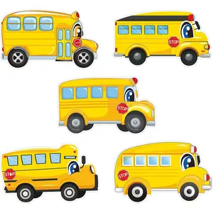 45 Pieces Colorful School Bus Cut-Outs Accents Paper Cutouts Name Tags Labels Yellow Bus Party Bulletin Board Classroom Decoration for Teacher Student Back to School Party Supplies 6.1x3.8 Inch