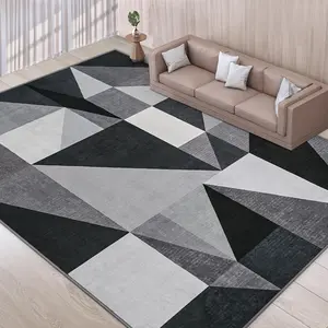 Modern geometric carpet, black and white anti-slip short pile, living room carpet abstract design bedroom office entrance carpet, interior decoration, festive decoration, can a gift, 5x7,6x9 feet