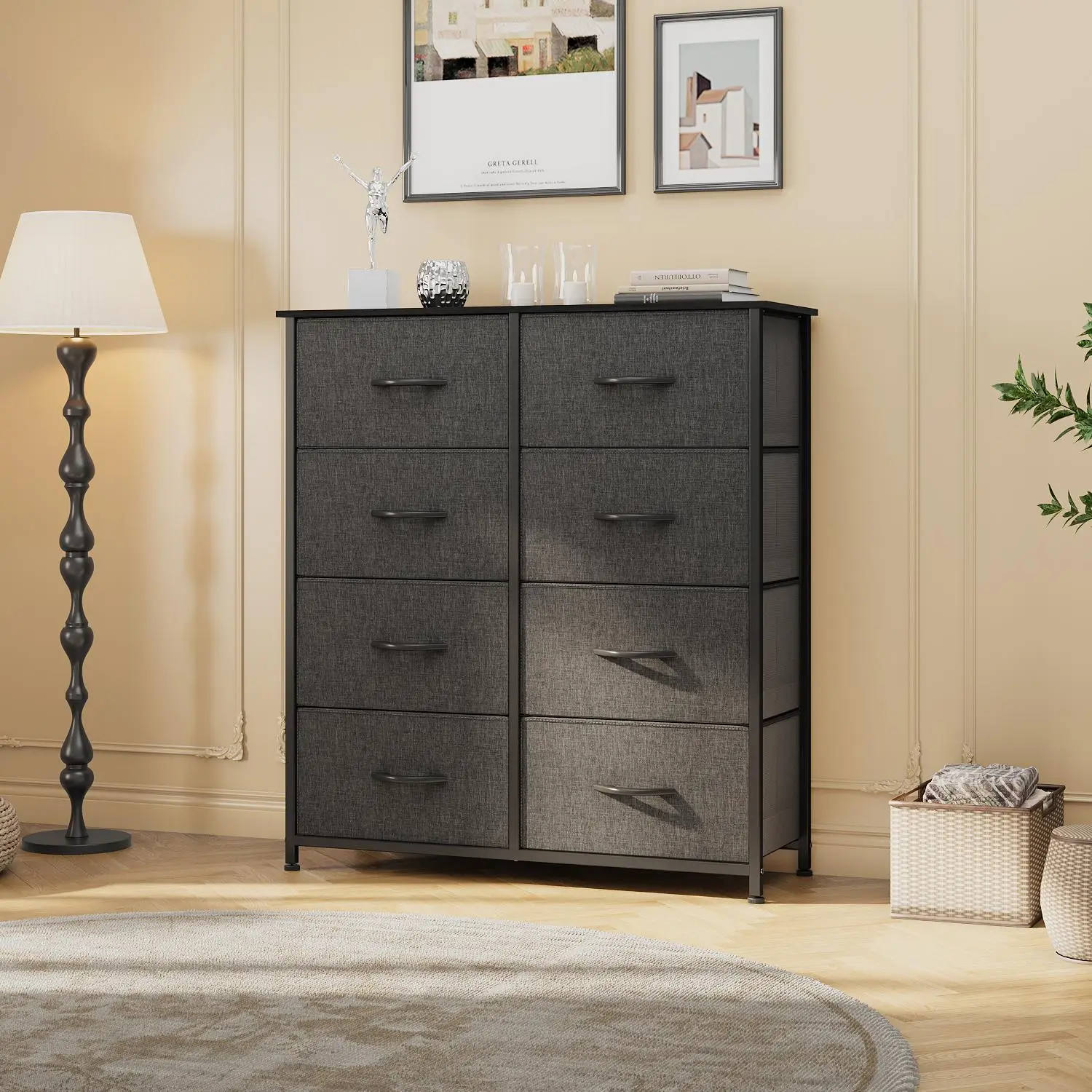 Yitahome 8 Dresser for Bedroom, Tall Storage Dresser with 8 Drawers, Black Dresser & Chest of Drawers, Storage Drawer Organizer for Closet, Bedroom, L