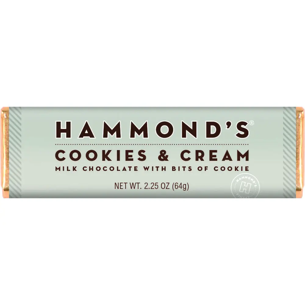 Hammond's Cookies & Cream Milk Chocolate Bar 2.25 oz 12 ct (1)