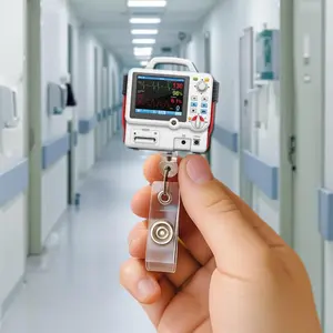 Defibrillator Badge Reel, Heart Monitor ID Holder, Funny EMT Nurse Gift, Medical Tech Name Tag Clip, ER Icu Accessories, Doctor, Nurse Gift