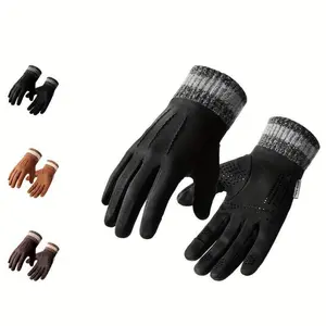 3 Pair Unisex Warm Winter Gloves – Touchscreen Windproof Cold-Proof Thickened with Fleece Lining   Reinforced Palm, Wrist Strap for Skiing Snowboarding Motorcycle Riding Smartphone Use Snow Equipment