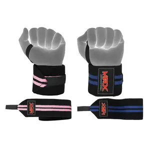 MRX Weight Lifting Wrist Wraps for Men Women Set of Blue Pink 18 Inch Length 3 Inch Width Durable Support and Stability
