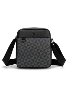 Men's Geometric Pattern Zipper Closure Fashion Multi-Functional Running Bag, Phone Wallet Stylish Crossbody Bag for Daily Use & Travel, Multifunctional Portable Bag, Casual Crossbody Bags