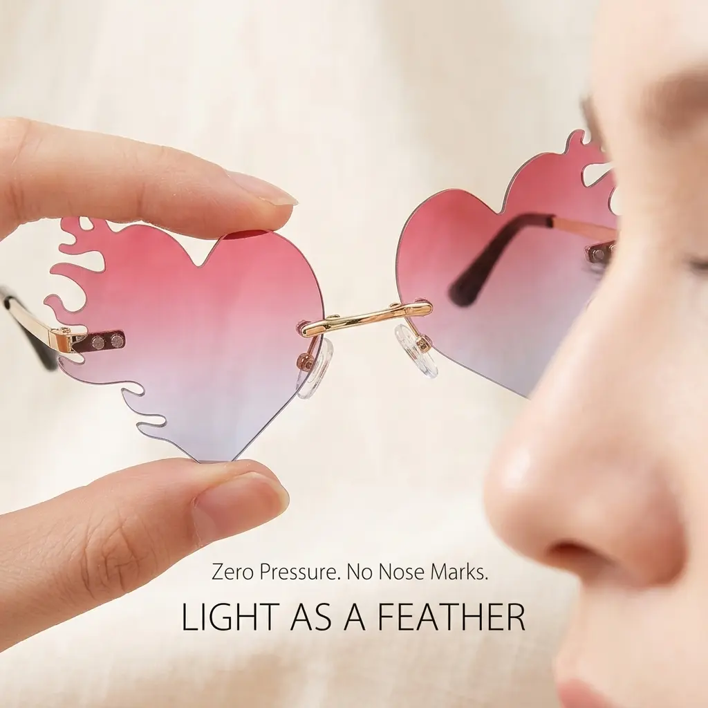 Flame Heart Gradient Sunglasses, UV400 Protection for  display picture 2