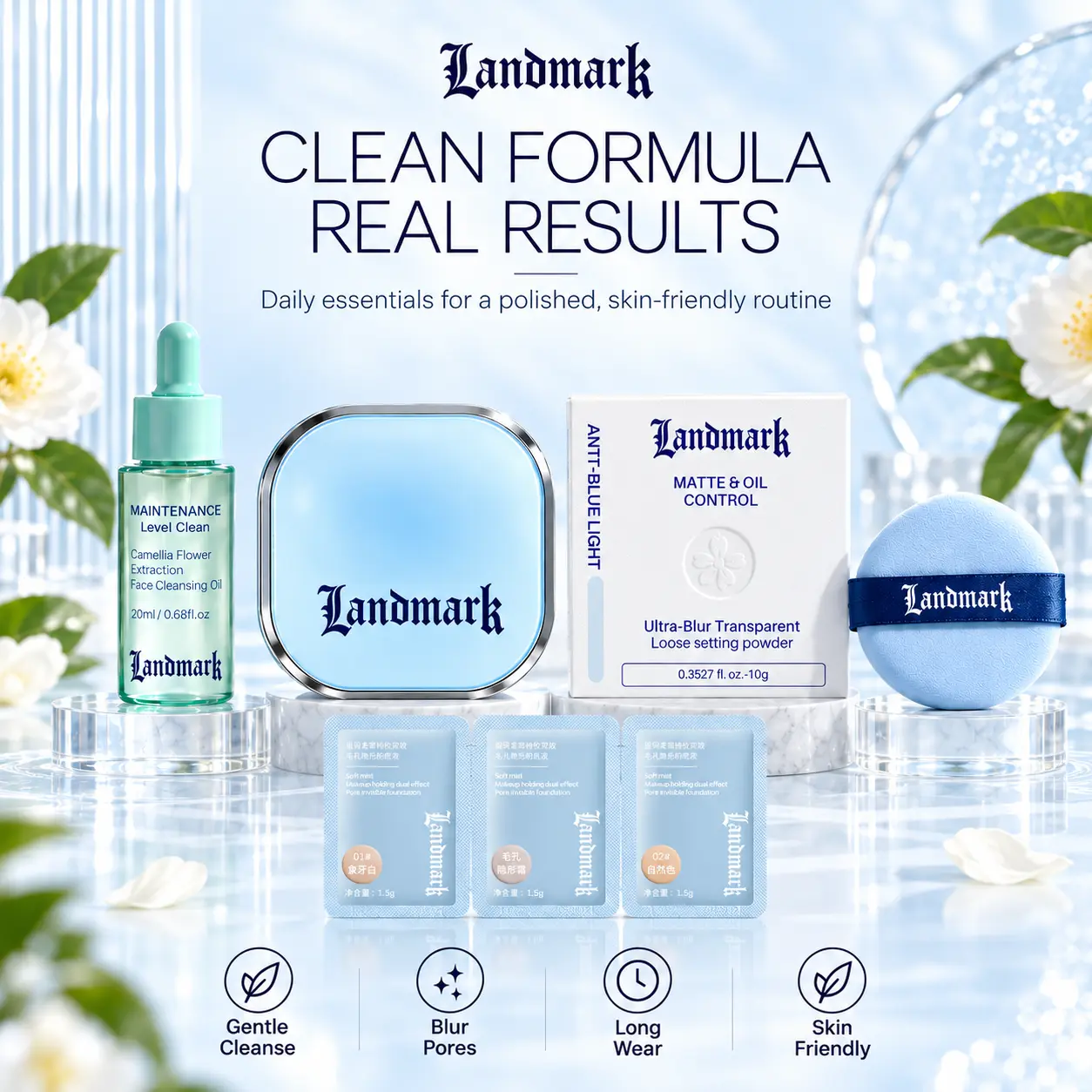 LANDMARK Ultra-Blur Transparent Loose Powder, Talc-Free Plant-Derived Clean Beauty Cosmetic, Oil-Control, Pore-Blurring, Oil-Blur-Skin, Sensitive-Safe for Sensitive-Prone Skin Makeup