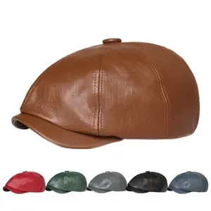 Peaky Blinders Hat Newsboy Flat Cap, Leather Gatsby Baker Boy Driver Cap