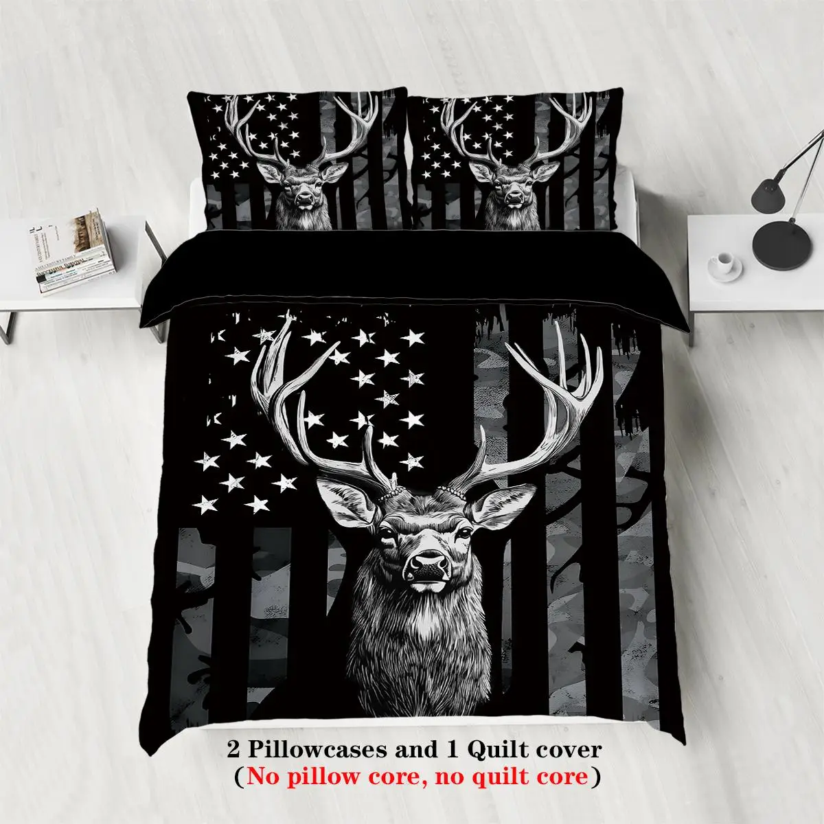 Deer Pattern Duvet Cover Set, 1 Set Including 1 Count Duvet Cover & 2 Counts Pillowcase without Filler, Soft Comfortable Bedding Set for Home Bedroom