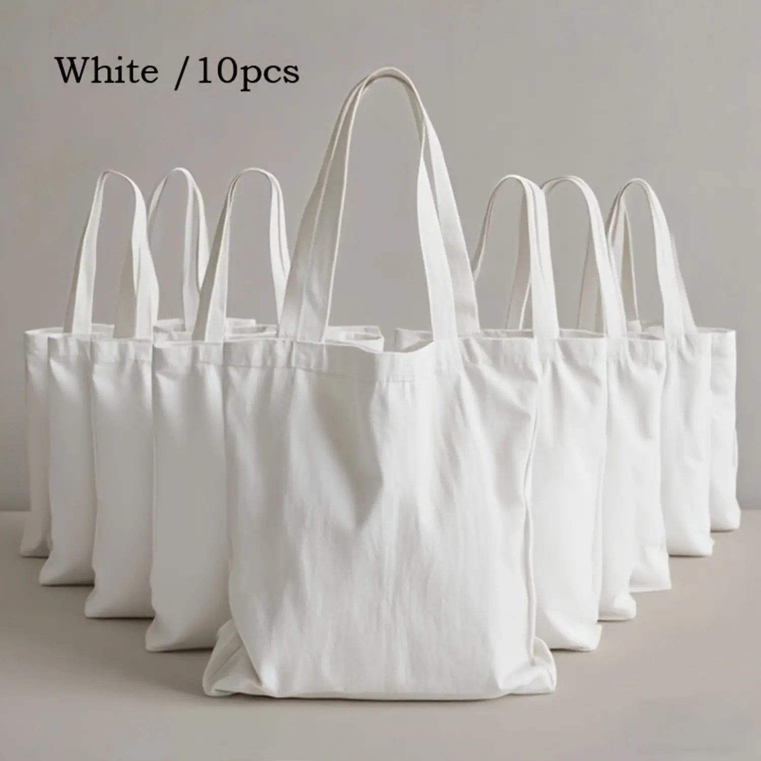 Set of 5/10/20 minimalist canvas tote bags, designed for heat transfer/sublimation printing, blank for hand-painting, embroidery, durable tote bags perfect for travel, shopping, picnics, commuting, holiday gifts, Summer beach bag