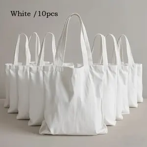 Set of 5/10/20 minimalist canvas tote bags. Designed for heat transfer/sublimation printing – blank for hand-painting, embroidery, or heat transfer. Durable tote bags perfect for travel, shopping, picnics, commuting, and holiday gifts. Party favors,
