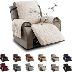 100% Waterproof Recliner Chair Cover, Recliner Chair Covers for Reclining Chair, Non-Slip Recliner Couch Cover for Living Room, for Pets Kids Protector, Washable (Beige, 23.6"Recliner Chair)