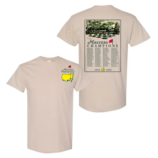 Masters Champions 2025 T-Shirt, Masters Tournament Augusta 91 Years Celebration for Golf Fans, Unisex Cotton Menswear