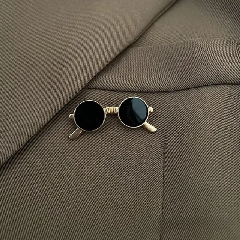 2pcs Elegant Sunglasses Shape Alloy Brooch Jewelry for Women Vintage Style Clothings Decoration