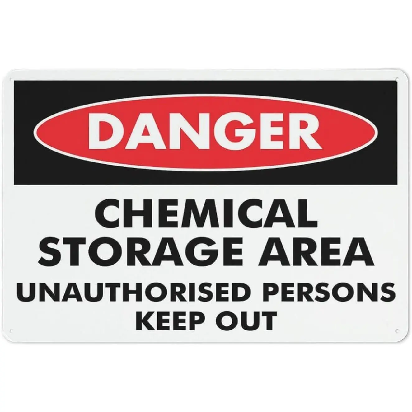 8x12 Inch Aluminum Sign (1 Pcs), Reflective Danger Chemical Storage Area Warning Signage with Symbol, Unauthorised Persons Keep Out, for Indoor-Outdoor Home Supplies Use, 8 X 12 Inches