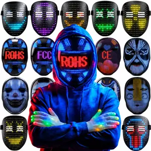 LED Scary Mask with Gesture Sensing, Light Up Ghostface Masks, Scream Mask with Gloves for Halloween Cosplay Party Gifts