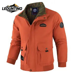 LEDUNTINO Orange Button-down Business Men's Jacket for Casual Wear Stylish Versatile Design Perfect for Everyday Use Long Sleeve Coats Dress Pants Menswear TikTokShopHolidayHaul