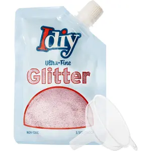 iDIY Ultra Fine Glitter (100g, 3.5 oz Pouch) W Easy Pour Bag and Funnel - Bubblegum Pink Extra Fine