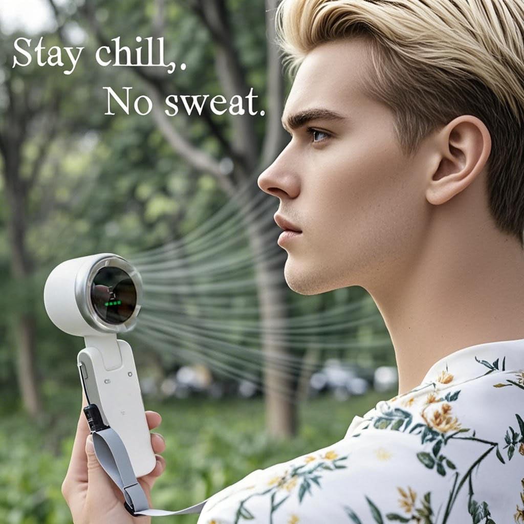 Portable Handheld Turbo Fan, 5 Gear Wind, Battery Operated, Up to 12 Working Hours, 3 IN 1 Hand Fans with Air Turbo Tech Cooling Fan for Outdoor Activities, Travel, Beach (Black)