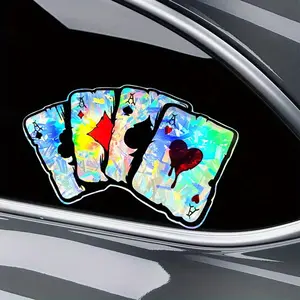 Creative Poker Card Pattern Car Sticker, Waterproof Self Adhesive Decorative Sticker, Universal Decorative Accessories for Car, Motorcycle, Car Decals