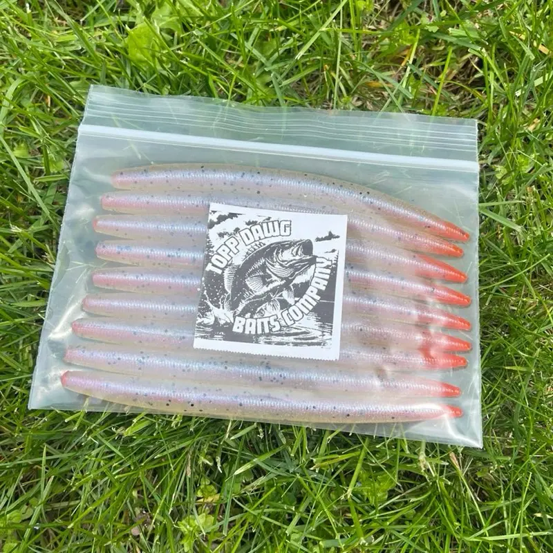 Budget Friendly House Blend- Shine Series- “Tiger Shine” WITH CRAW SAUCE Topp Dawg Baits 5.25” Coreshot Custom Worms