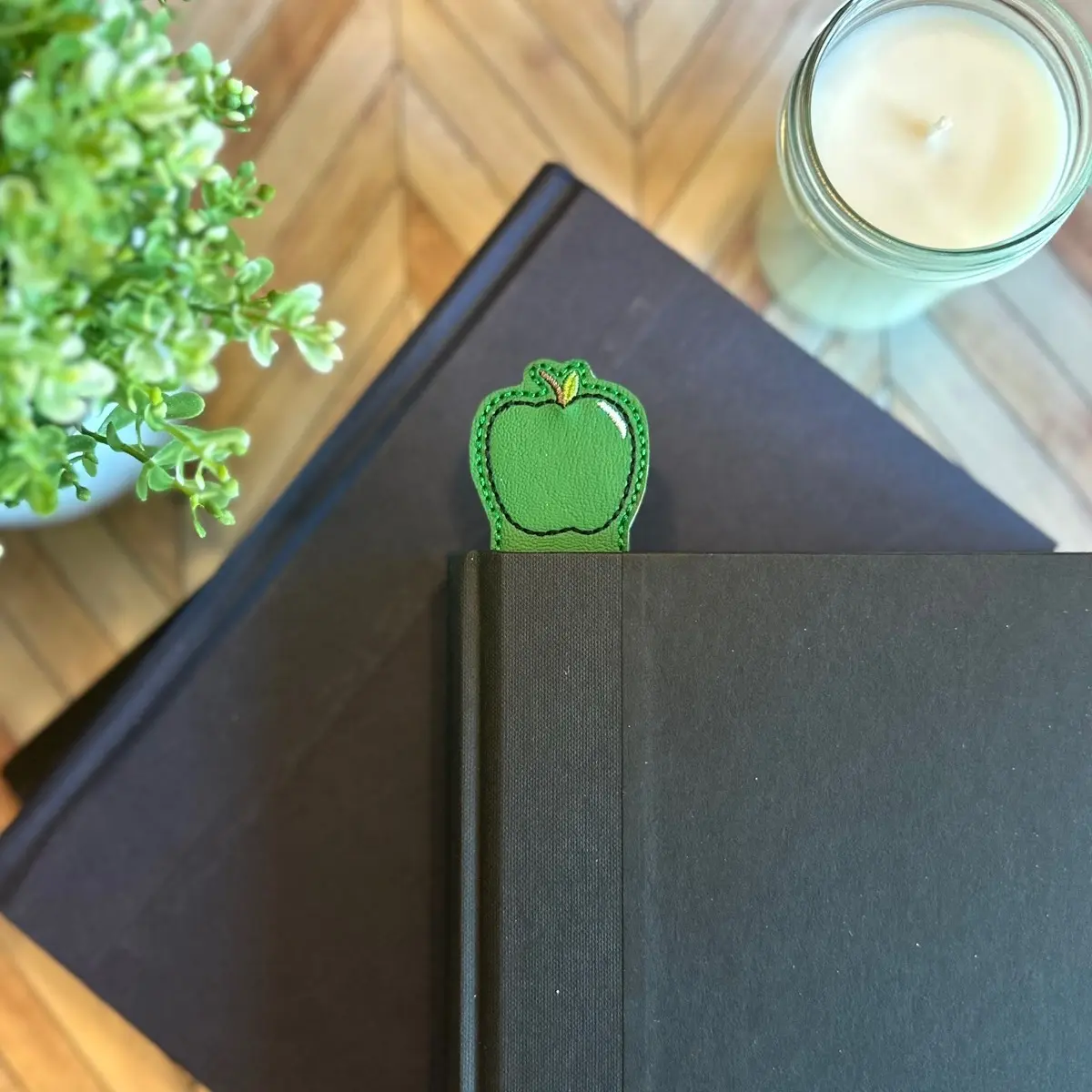 Green Apple Embroidered Bookmark