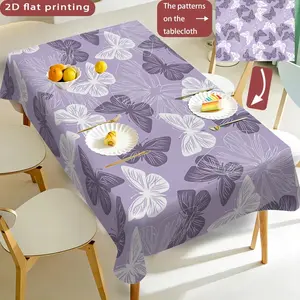 Butterfly Print Tablecloth, Polyester Washable, Kitchen Dining Outdoor Picnic Garden Party Decorative Cloth